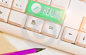 Word writing text Healing. Business concept for process of making or becoming sound or healthy again Helping injured