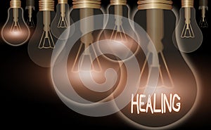 Word writing text Healing. Business concept for process of making or becoming sound or healthy again Helping injured
