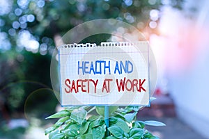 Word writing text Health And Safety At Work. Business concept for Secure procedures prevent accidents avoid danger Plain