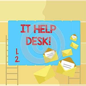 Word writing text It Help Desk. Business concept for Online support assistance helping showing with technology.