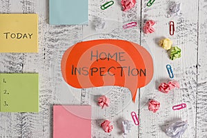 Word writing text Home Inspection. Business concept for Examination of the condition of a home related property Blank photo