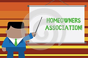 Word writing text Homeowners Association. Business concept for Organization with fee for upkeeps of Gated Community