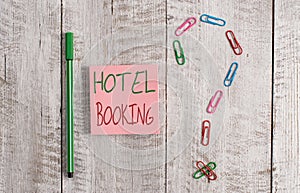 Word writing text Hotel Booking. Business concept for Online Reservations Presidential Suite De Luxe Hospitality Pastel photo