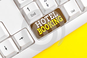 Word writing text Hotel Booking. Business concept for Online Reservations Presidential Suite De Luxe Hospitality White photo