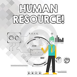 Word writing text Huanalysis Resource. Business concept for the process of hiring and developing employees Man Standing