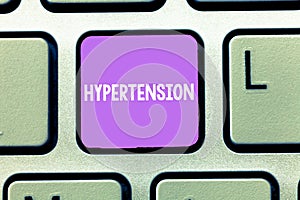 Word writing text Hypertension. Business concept for Medical condition in which blood pressure is extremely high