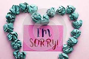 Word writing text I m Sorry. Business concept for Apologize Conscience Feel Regretful Apologetic Repentant Sorrowful written on Pi