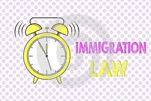 Word writing text Immigration Law. Business concept for Emigration of a citizen shall be lawful in making of travel