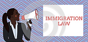 Word writing text Immigration Law. Business concept for Emigration of a citizen shall be lawful in making of travel