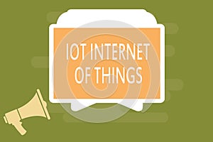 Word writing text Iot Internet Of Things. Business concept for Network of Physical Devices send and receive Data