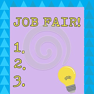 Word writing text Job Fair. Business concept for event in which employers recruiters give information to employees