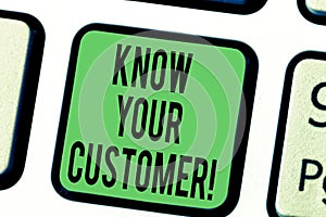 Word writing text Know Your Customer. Business concept for verifying identity clients and assessing potential risks