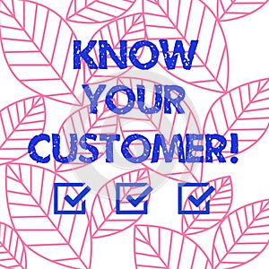 Word writing text Know Your Customer. Business concept for verifying identity clients and assessing potential risks Collection of