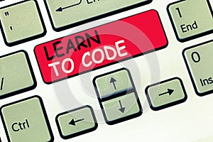 Word writing text Learn To Code. Business concept for Learn to write Software Be a Computer Programmer Coder