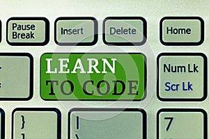 Word writing text Learn To Code. Business concept for Learn to write Software Be a Computer Programmer Coder