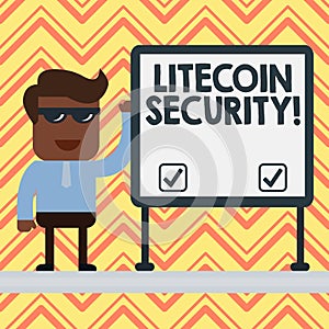 Word writing text Litecoin Security. Business concept for peertopeer cryptocurrency and opensource software Businessman