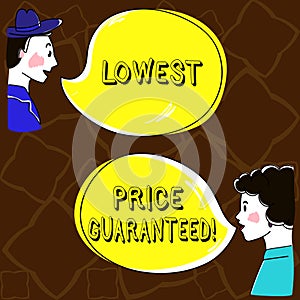 Word writing text Lowest Price Guaranteed. Business concept for Price charges are the lowest among competitors Hand