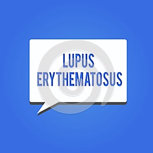 Word writing text Lupus Erythematosus. Business concept for inflammatory condition caused by an autoimmune disease