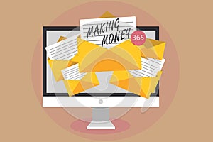 Word writing text Making Money. Business concept for Giving the opportunity to make a profit Earn financial support Computer recei