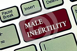 Word writing text Male Infertility. Business concept for Inability of a male to cause pregnancy in a fertile