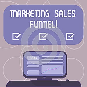 Word writing text Marketing Sales Funnel. Business concept for Visual representation of the customer journey Mounted Computer