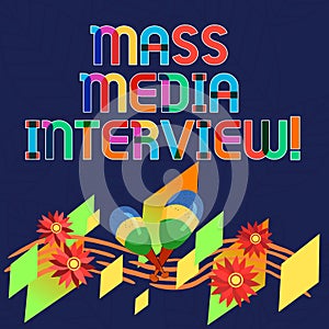 Word writing text Mass Media Interview. Business concept for question and answers for the purpose of broadcast Colorful