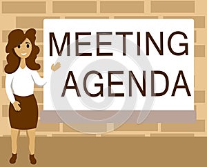 Word writing text Meeting Agenda. Business concept for An agenda sets clear expectations for what needs to a meeting