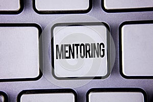 Word writing text Mentoring. Business concept for To give advice or support to a younger less experienced person written on White