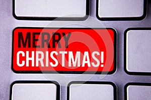Word writing text Merry Christmas Motivational Call. Business concept for Holiday Season Celebration December White Text two words