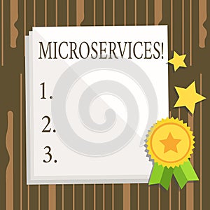 Word writing text Microservices. Business concept for Software development technique Decomposing an application White
