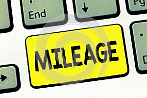 Word writing text Mileage. Business concept for Number of miles travelled or covered Display panel Car instrument