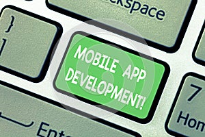 Word writing text Mobile App Development. Business concept for procedures involved in writing software for gadgets