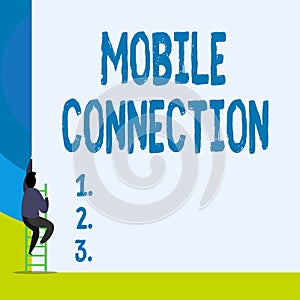 Word writing text Mobile Connection. Business concept for Secure universal login solution using mobile phone Back view