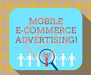 Word writing text Mobile E Commerce Advertising. Business concept for use of mobile devices in marketing brand