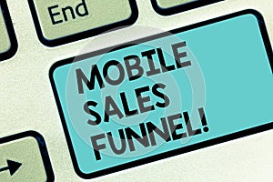 Word writing text Mobile Sales Funnel. Business concept for visual metaphor for path taken by potential customer