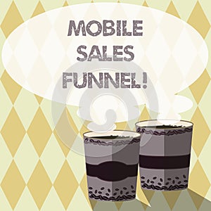 Word writing text Mobile Sales Funnel. Business concept for visual metaphor for path taken by potential customer Two To