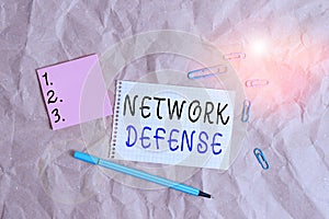 Word writing text Network Defense. Business concept for easures to protect and defend information from disruption Papercraft craft