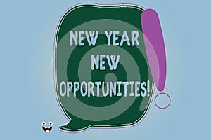 Word writing text New Year New Opportunities. Business concept for Fresh start Motivation inspiration 365 days Blank