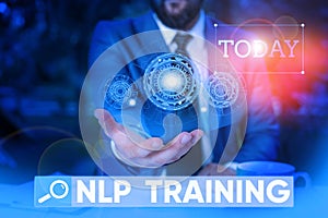 Word writing text Nlp Training. Business concept for the study of the structure of subjective experience of a