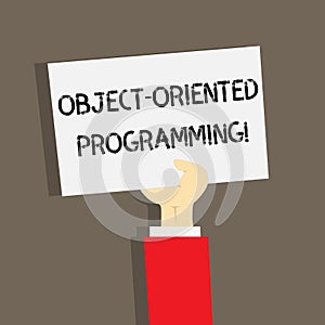 Word writing text Object Oriented Programming. Business concept for Language model objects rather than actions.
