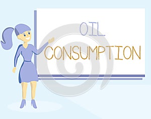Word writing text Oil Consumption. Business concept for This entry is the total oil consumed in barrels per day