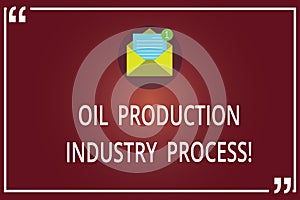 Word writing text Oil Production Industry Process. Business concept for Petroleum company industrial processing Open Envelope with