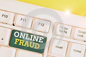 Word writing text Online Fraud. Business concept for use of Internet services to deceive victims and steal money White