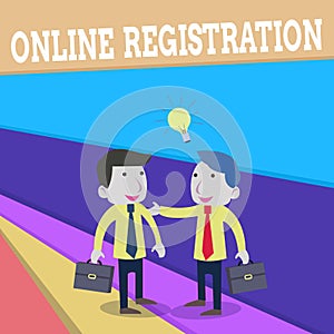 Word writing text Online Registration. Business concept for System for subscribing or registering via the Internet Two
