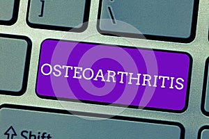 Word writing text Osteoarthritis. Business concept for Degeneration of joint cartilage and the underlying bone