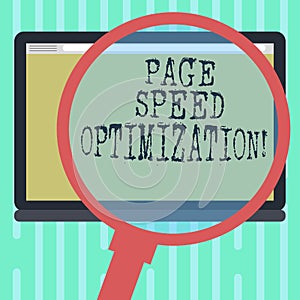 Word writing text Page Speed Optimization. Business concept for Improve the speed of content loading in a webpage