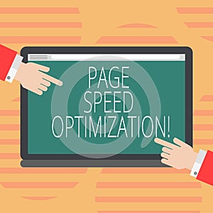 Word writing text Page Speed Optimization. Business concept for Improve the speed of content loading in a webpage Hu
