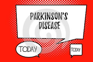 Word writing text Parkinson s is Disease. Business concept for nervous system disorder that affects movement