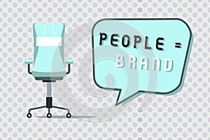 Word writing text People equal Brand. Business concept for Personal Branding Defining personality through the labels
