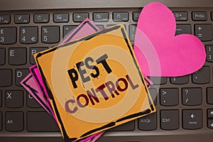 Word writing text Pest Control. Business concept for Killing destructive insects that attacks crops and livestock Papers Romantic